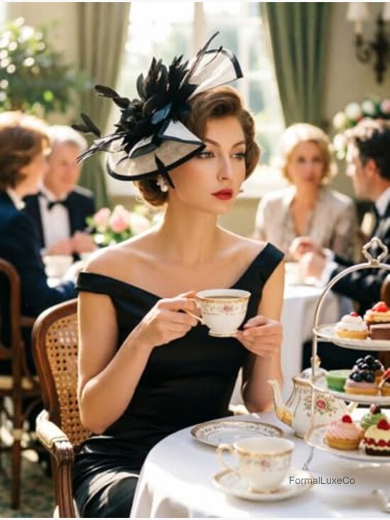 Women Fascinator Derby Church Tea Party Wedding Flower Feather Headpiece with